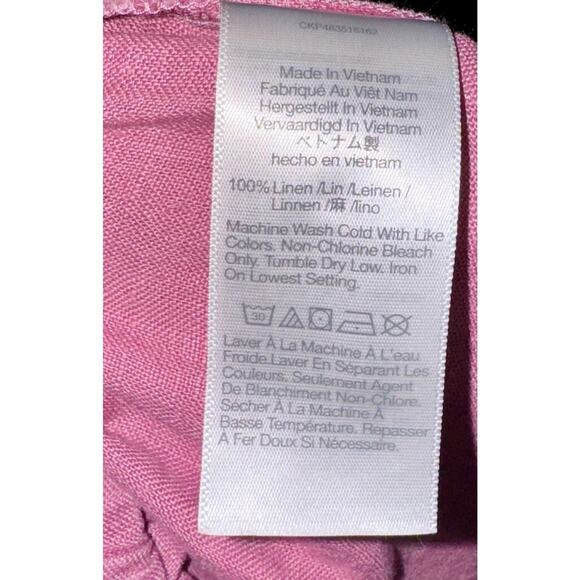 Madewell Pink Linen High Waisted Shorts Flat Front Stretch Pull on Women's M - Picture 8 of 8